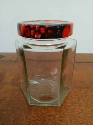 Glass jar with lid hexagonal, like new