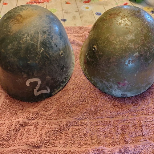 Vintage military helmets restored
