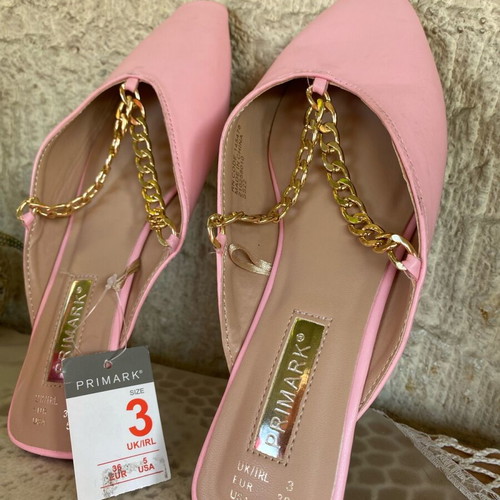 Primark mules new size 36 pink open with chain