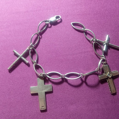 Pentastavro bracelet used, missing one cross, 925 silver