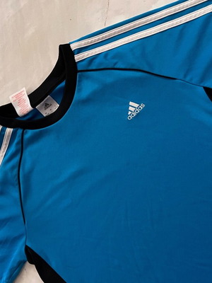 Adidas sports shirt used, teen L, adult S-M, blue