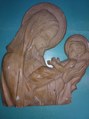 Virgin Mary and Infant in plaster used