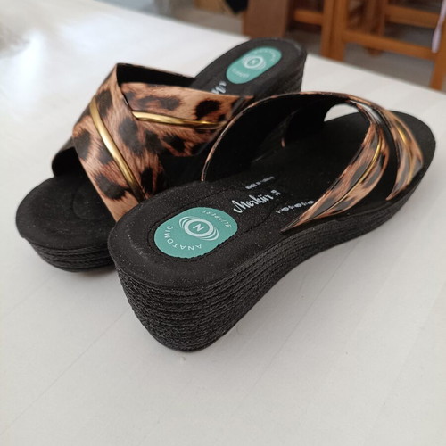 Women's orthopedic platform sandals new, animal print, size 38
