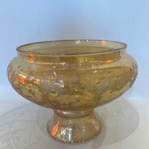 Vintage glass lampshade honey color with crystallized finish used