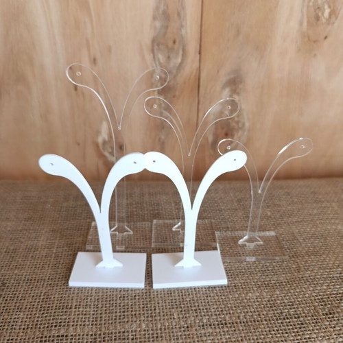 Jewelry display stands for earrings set of 5 like new, leather and plexiglass