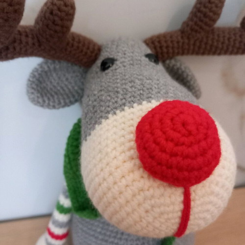Handmade knitted reindeer doll new 45cm, cotton yarn