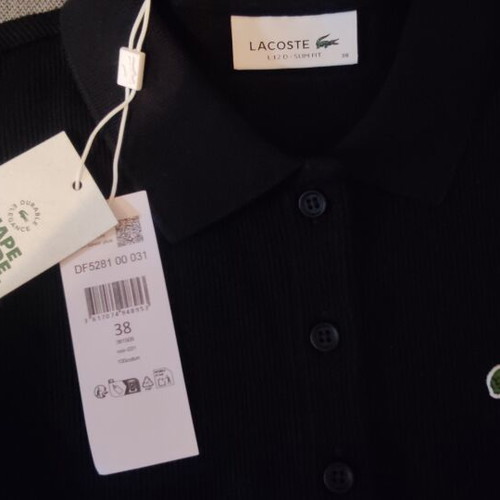 Lacoste women's black long-sleeve polo shirt, size M 38