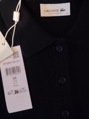 Lacoste women's black long-sleeve polo shirt, size M 38