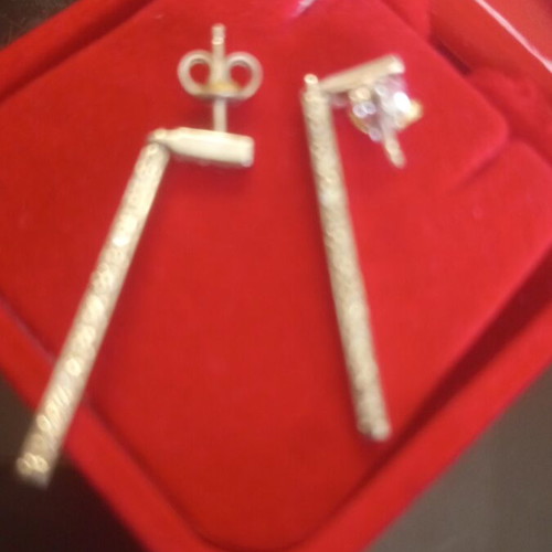 White gold women's earrings 14k with zircon stones used