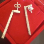 White gold women's earrings 14k with zircon stones used