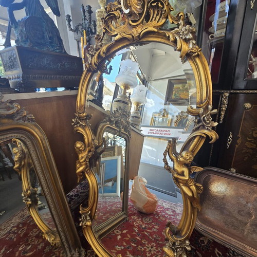Rococo Style Antique Mirror with Gilded Carvings Like New