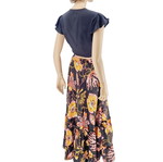 Long skirt new black with pink flowers one size Positano by Jean Paul