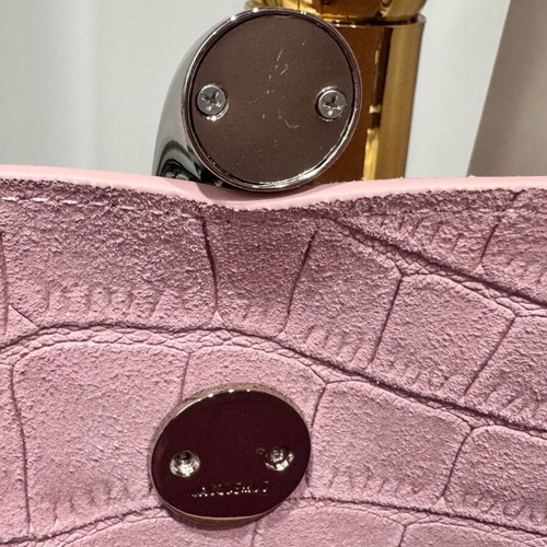 Jacquemus The Valerie clutch bag, pink and gold leather