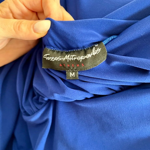 Mitropoulos one-shoulder dress blue electric like new, size M