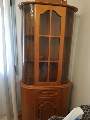 Wooden showcase with glass and large storage space like new