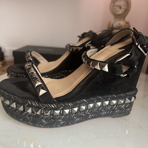 Louboutin sandals used, women's platform black size 37