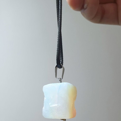 Handmade necklace with raw opal and stainless steel clasp new