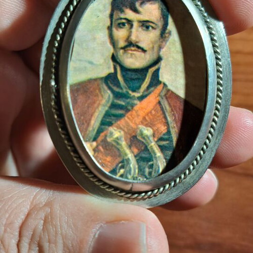Silver brooch with Djordje Petrovic Karadjordje used