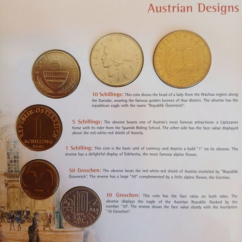 Austrian coin set 6 uncirculated 2001 in sealed blister new