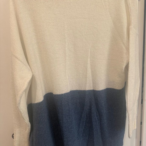 Blue and white cardigan, size M