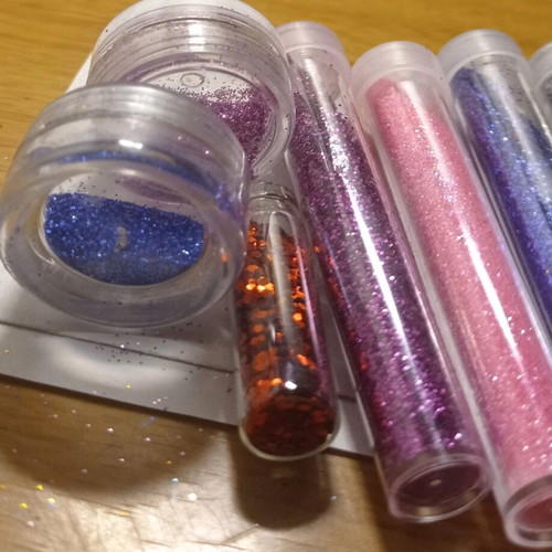 Glitter σκόνη σαν καινούργιο, σετ με διάφορα χρώματα
