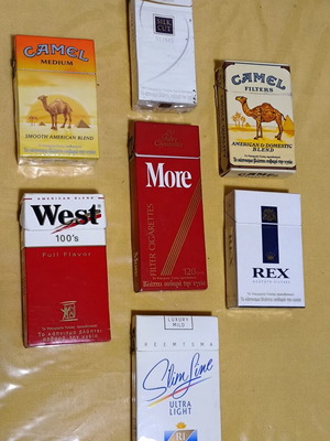 Vintage συλλογή 7 άδειων πακέτων τσιγάρων, με Camel
