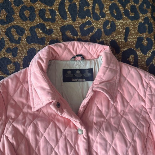 Barbour pink ladies microfiber quilted jacket used, size 12