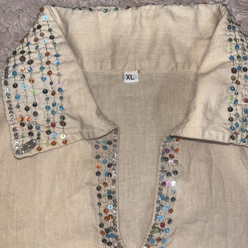 Beige women's blouse with strass like new, XL