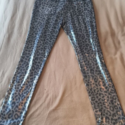 Zara leopard metallic pants refurbished with sequins