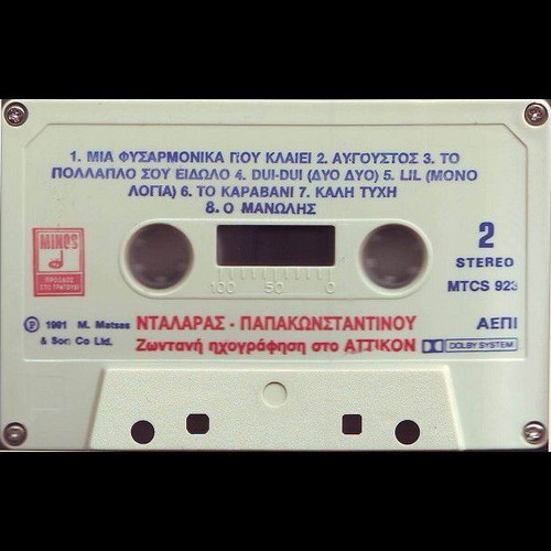 Dalaras - Papakonstantinou Live Recording at Attikon used, 2 cassette tapes