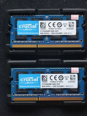 16GB (2x8GB) 1600MHz DDR3L RAM για laptop μεταχειρισμένη