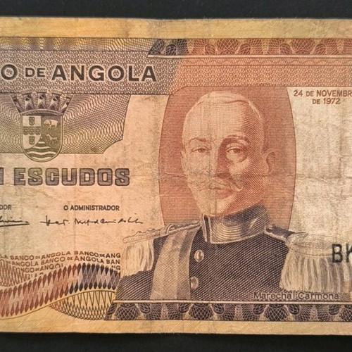 Portuguese Angola 100 Escudos 1972 used banknote