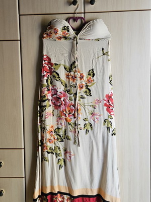 Exotica strapless long summer dress like new, beige multicolor, size M