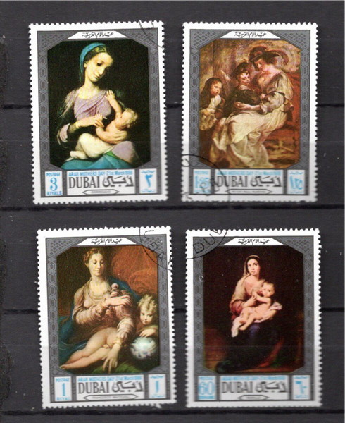 ΝΤΟΥΜΠΑΙ 1969 Arab Mother's Day - Paintings SET  CTO     κομπλε σειρα σφραγισμενα  χαριστηκα