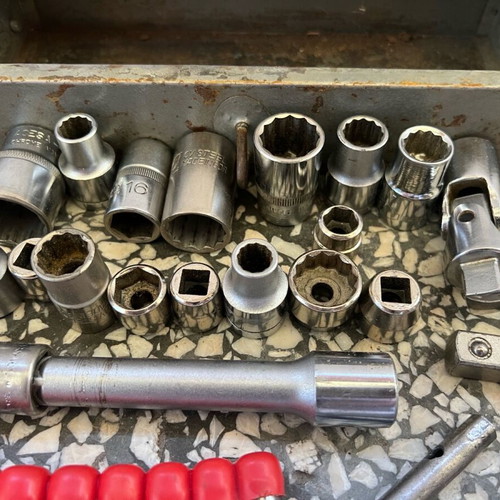 Set of various tools with toolbox