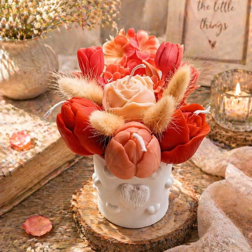 Porcelain container with aromatic botanical flowers and hearts new