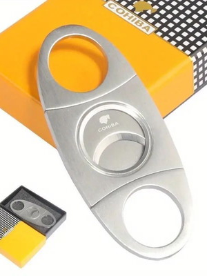 Cohiba Luxury Double Blade Stainless Steel Cigar Cutter in Box