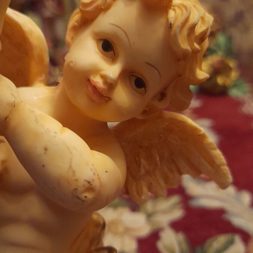 Vintage angel candle holder set like new, resin