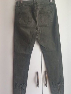 Laphilo Jeans khaki stonewashed girls' jeans with bows, size S