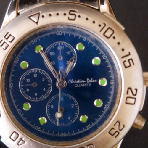 Christian Delon Quartz men's wristwatch, turquoise, chronograph