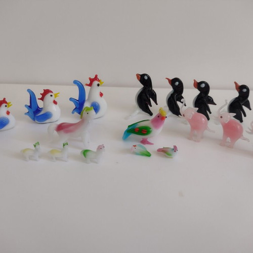 Mini glass animal families used