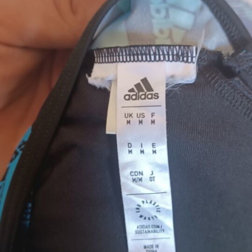 Adidas Logo Graphic Bikini sports bra, blue and black, size M