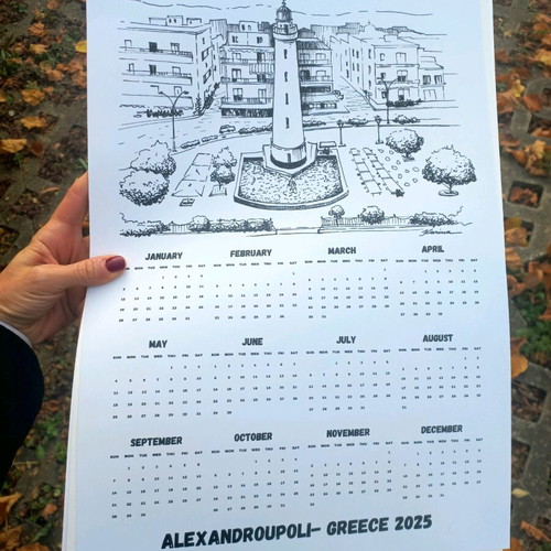 2025 Alexandroupoli calendar single-sheet new, thick paper