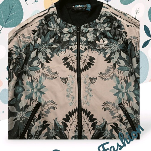 Adidas Originals x The FARM Company Floral Track Jacket used, multicolor turquoise