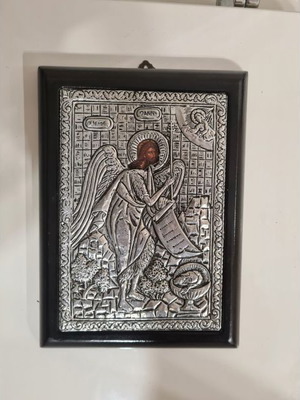 Εικόνα Αγίου Ιωάννη μεταχειρισμένη επαργυρή