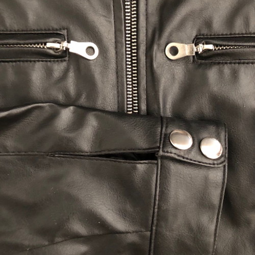 Black biker faux leather jacket used, size S/M