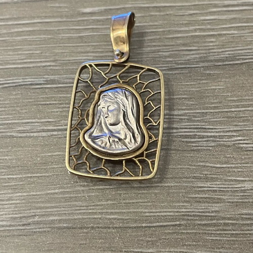 Two-tone pendant used, gold and white gold 9k