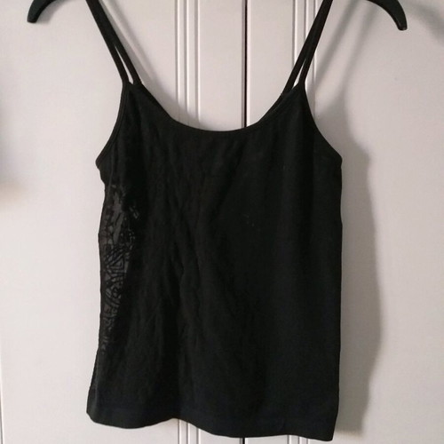 Women's blouse with transparency and spaghetti straps, black, size small