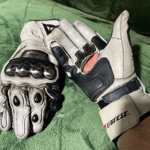 Dainese Full Metal Titanium gloves used with neck protector