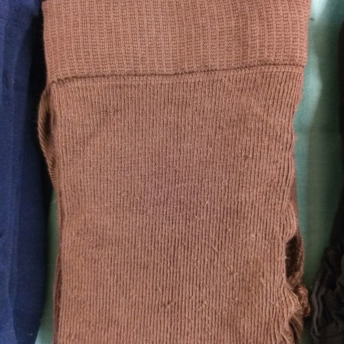 Thick tights new, brown knitted, blue and dark gray smooth, medium, pack of 3